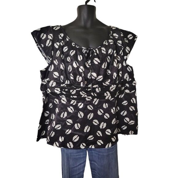 EShakti Peasant Top Women Sz 4X X 30 W Sleeveless Sz 4X‎ 30W All Over Print - Picture 1 of 6